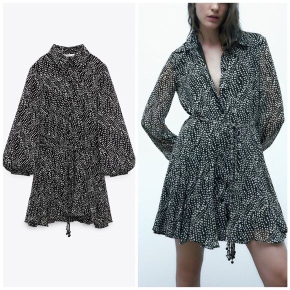Zara Print Shirt Dress New - Picture 1 of 8